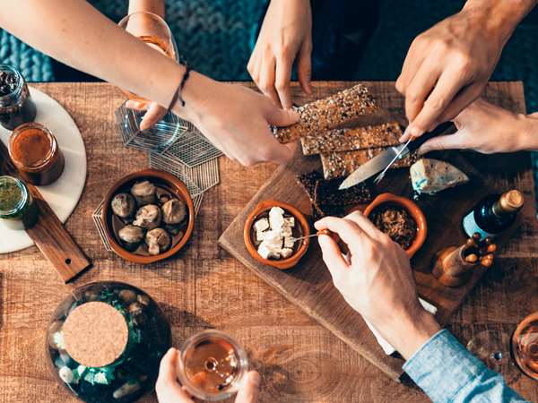 guests sharing appetizers