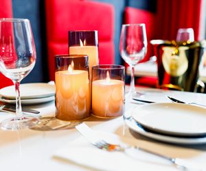 table setting with candles